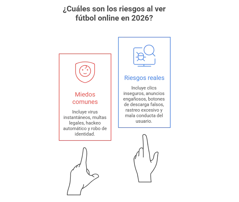 Infografía ¿Cuáles son los riesgos al ver fútbol online en 2026