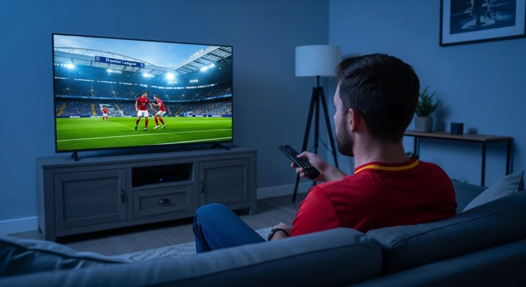 imagen para Aficionado español viendo la Premier League en directo desde casa
