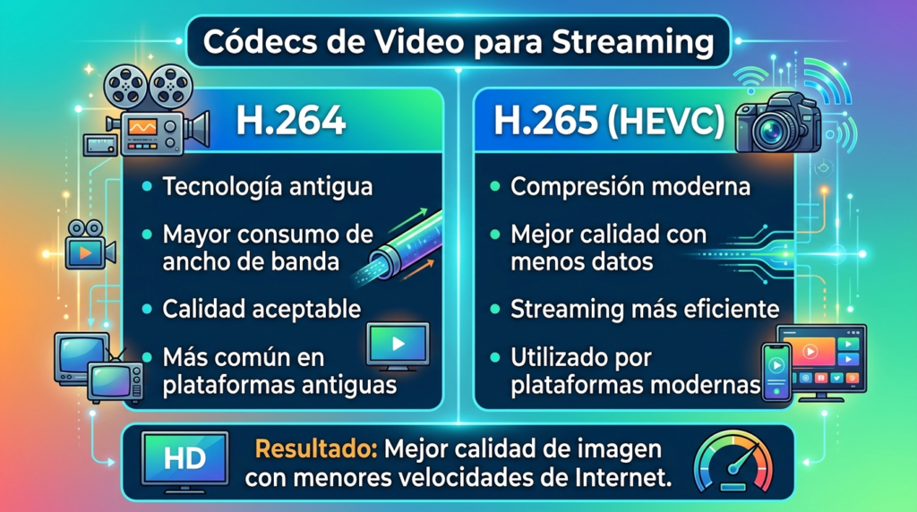 infografia para Códecs de Video en Streaming