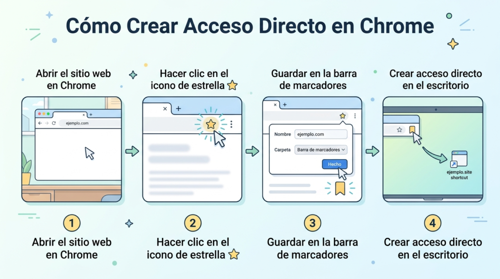 infografia para Cómo Crear Acceso Directo en Chrome
