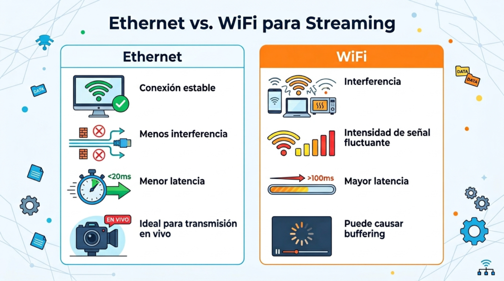 infografia para Ethernet vs WiFi para Streaming