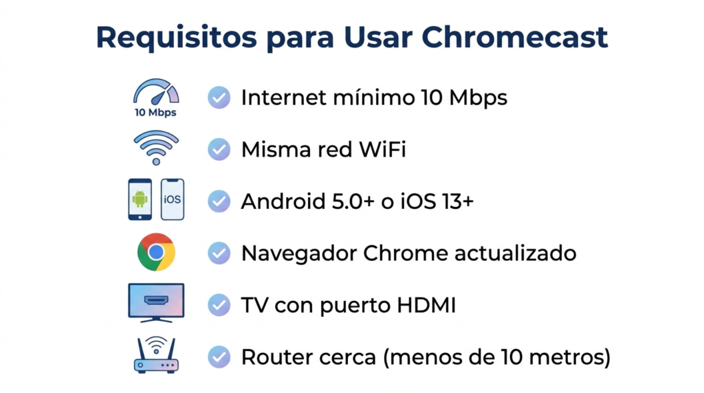 infografia para Requisitos para Usar Chromecast con Fútbol