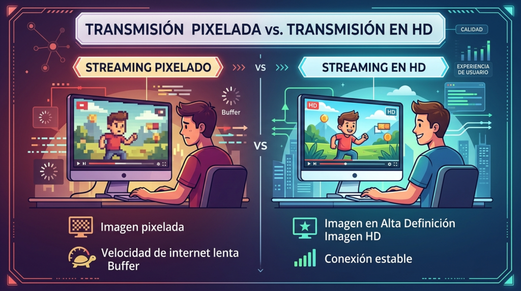 infografia para Stream Pixelado vs Stream HD
