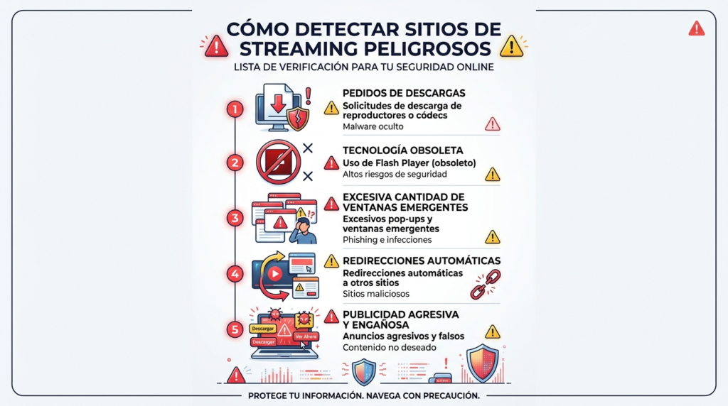 infografia para ¿Cómo Identificar Sitios de Streaming Peligrosos