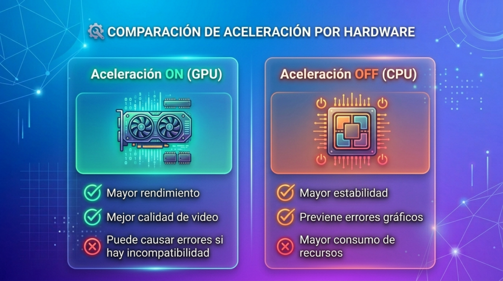 infografia para ¿La Aceleración de Hardware Causa Pantallas Negras