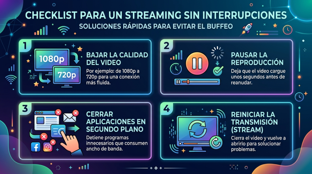 infografia para ¿Qué Ajustes Inmediatos Detienen el Buffering