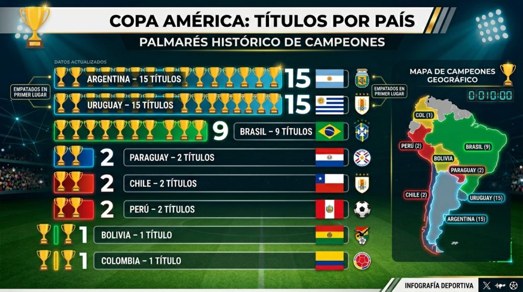 infografia para ¿Qué Selecciones Han Dominado la Copa América